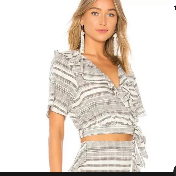 Tularosa Tops - NEW REVOLVE Tularosa Selma Wrap Ruffle Crop Top